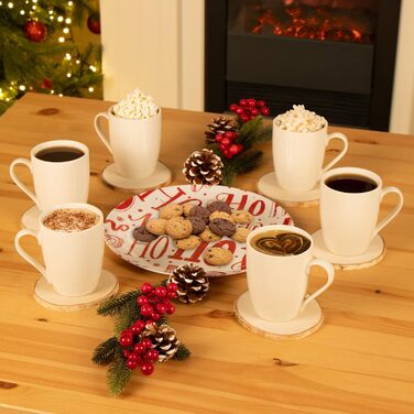 Набір керамічних чашок Com-Four® 6 шт. 350 мл - чайник для гарячих та холодних напоїв, 12 шт. - сучасний дизайн, кольорові ручки, блакитний/зелений/сірий