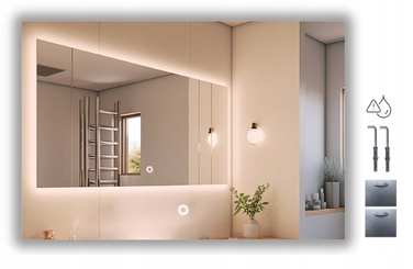 Настінне дзеркало JM-Glass з LED-підсвіткою, прямокутне, 800x600 мм, IP65