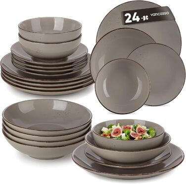 Набір посуду Vancasso NAVIA, 24 елементи, кераміка, сірий, для 4 осіб