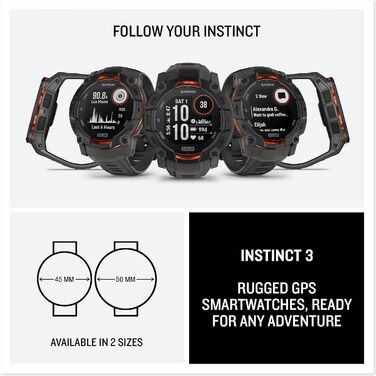 Годинник Garmin Instinct 3 Solar, 50 мм - сонячна зарядка, один розмір