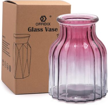 Скляна ваза OFFIDIX з градієнтом кольору, багатокольорова, геометричний фацет, для квітів, декору, вечірок, офісу та дому