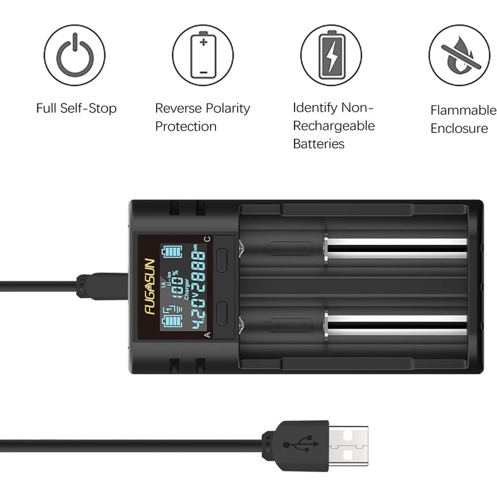 Зарядний пристрій LCD для акумуляторів 18650 21700 21750 (з PCB захистом) - Інтелектуальний зарядний пристрій