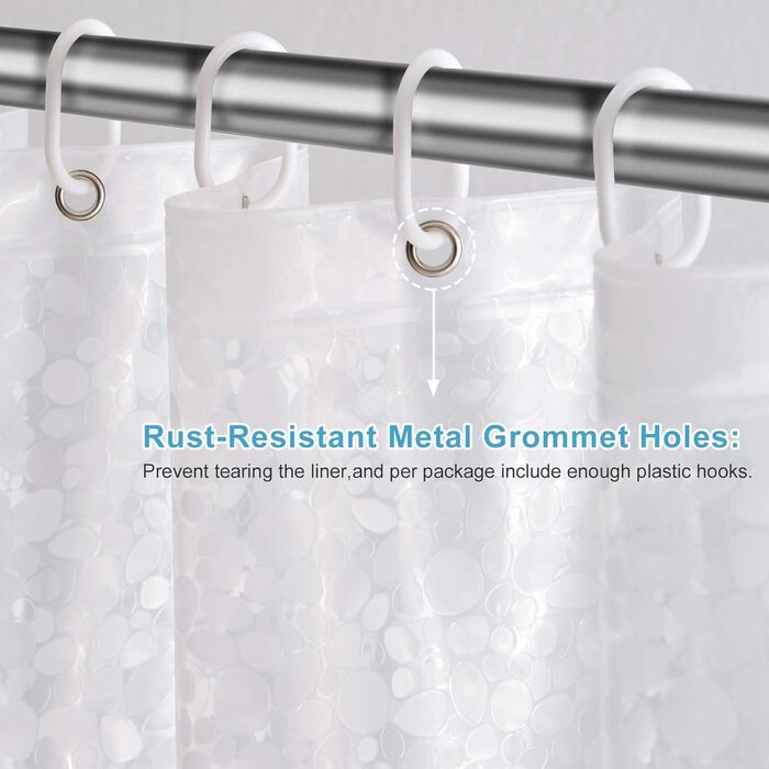 Шторка для душу Furlinic Anti-schimmel, водонепроникна, прозора, з ефектом 3D, з камінням, 120x180 см