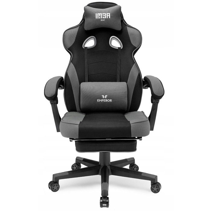 Ігрове крісло IMBA seat Emperor, тканина, чорно-сіре