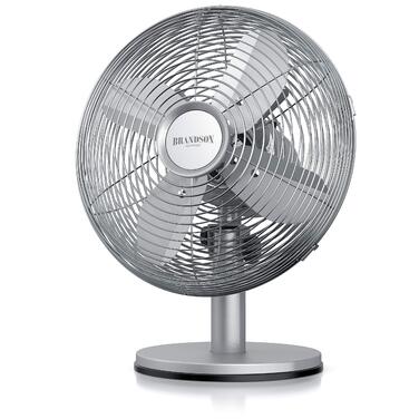 Настільний вентилятор Brandson з мідним дизайном: 3 швидкості, осциляція 80°, кут нахилу 40°, металевий корпус (сріблястий матовий)