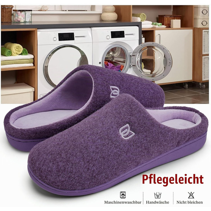Жіночі зимові капці WateLves з ефектом пам'яті (Memory Foam), теплі та м'які тапочки з штучним хутром, протиковзкі плюшеві капці для дому та вулиці (Фіолетові, 42/43 EU)