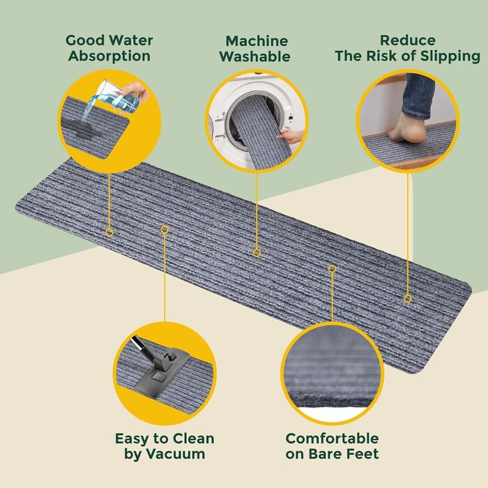Набір сходинкових килимків MBIGM (15 шт.) - самоклеючі килимки на сходи для безпеки дітей, літніх людей та домашніх тварин (світло-сірий, 20 см x 76 см)