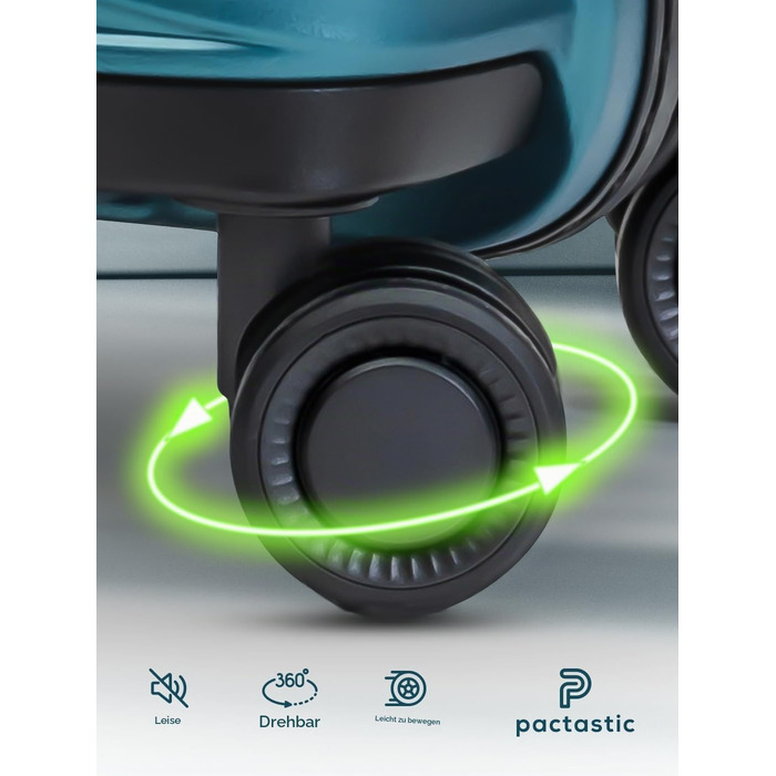 Набір ультралегких валіз Pactastic з жорстким корпусом, 3 предмети, Turquoise Metallic