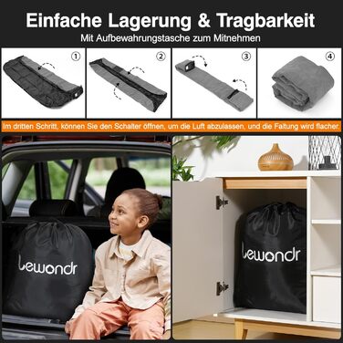 Надувне ліжко Lewondr на 2 особи з вбудованим насосом, 203x152x46 см, сірого кольору. Комфортна повітряна матрац для дому, відпочинку, кемпінгу та гостей. Максимальне навантаження 300 кг.