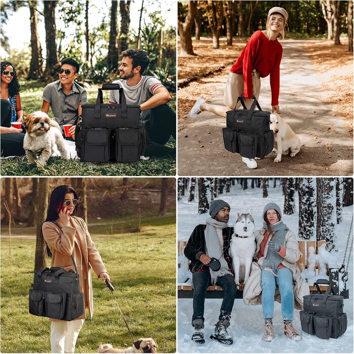 Переносна сумка для тварин, схвалена авіаперевізниками, комплект для подорожей з собакою/кішкою на вихідні, органайзер з багатофункціональними кишенями, Рожевий (S-чорний, L)