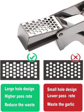 Stainless Steel Garlic Press with Cleaning Brush - Professional Grade for Kitchen, Restaurant, Hotel & Culinary Use