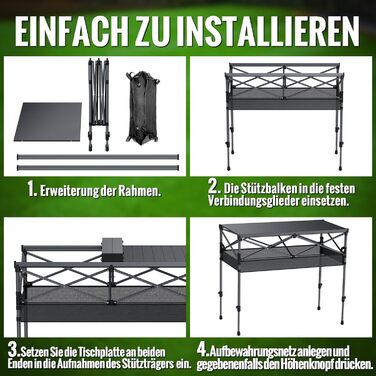 Зручний складаний туристичний стіл Garllen для пікніка та відпочинку на природі, 82x40 см, 2 рівня висоти (44/70 см), сталевий, з сумкою