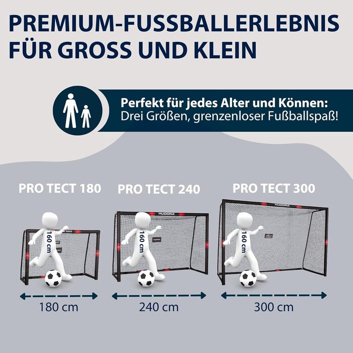 Hudora Pro Tect Soccer Goal - Large Outdoor Soccer Goal with Net & Foam Padding - 300x200cm Single Goal