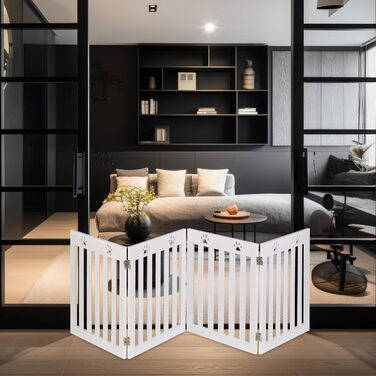 Захисне ворота для собак Relaxdays, самостійно встановлюється, 60 x 204 см, MDF, складане, білий