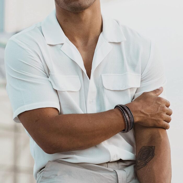 Чоловічий шкіряний браслет Speroto Premium (23 см), коричневий, з магнітною застібкою з нержавіючої сталі. Ідеальний подарунок для чоловіків