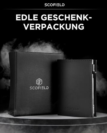 Чоловічий шкіряний гаманець SF SCOFIELD Duality Magflip Slim з монетницею та RFID-захистом, слот на 9-10 карт, Matte Black