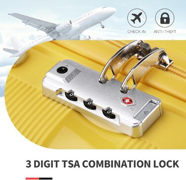 Валіза на 4 колесах, міцна та легка, з TSA-замком та YKK-блискавкою, тихі колеса. Ручна валіза з косметичкою (Жовтий, косметичка)
