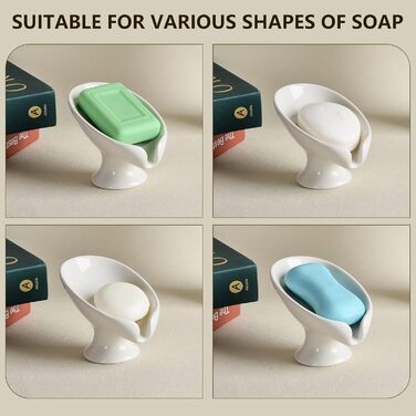 Керамічна мильниця Umlaca з самостійним осушенням, у формі листка, вінтажний дизайн, для кухні, ванної кімнати, душу, білий мармур