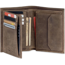 KORUTA Leather Wallet for Men with RFID Protection | Large Bifold Wallet with Coin Pocket | 13 Compartments | Genuine Leather Wallet for Men | Wallet Portmonee Brown