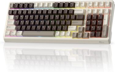 Механічна клавіатура RK ROYAL KLUDGE F99 з NumPad, Tri-Mode, Hot-Swap, 95/100 клавіш, BT/2.4G/USB-C, Pro-програмне забезпечення, акумулятор 5000 mAh, перемикачі Beige, колір Mokka Grey