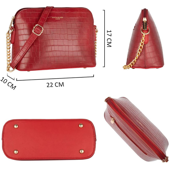 Сумка крос-боді David Jones жіноча зі штучної шкіри (екошкіра) червона з ланцюжком. Вечірня, повсякденна сумка-клатч на блискавці. Елегантний дизайн.