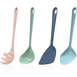 Empava Kitchen Helper Set of 4 - (Turner, Ladle, Slotted Spoon, Spaghetti Spoon) Kitchen Utensils, Turner Plastic, Ladle, Skimmer, Spaghetti Spoon, Kitchen Helpers