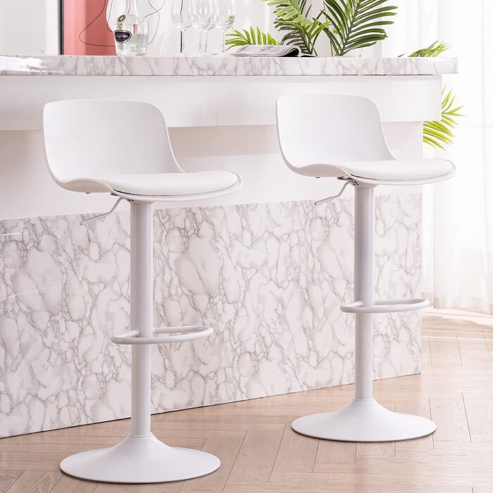 YOUNIKE Adjustable Bar Stools 2-Pack - Faux Leather Kitchen Bar Chairs with Backrest - Counter Height Stools for Bar & Kitchen