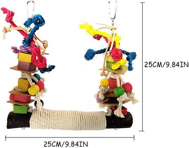 Bird Toy, Bird Toy for Birds, Parrots, Swing, Natural Wood Chew Toy, Hanging, Bird Toy Wooden Bell, Bird Swing, Chewing Accessories, Colorful Wooden Ferris Wheel