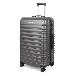 Великий валіз з ABS пластику на колесах, Trolley, валіз для подорожей з 4 колесами (360°), кодовий замок з 3 цифрами та телескопічний ручка з алюмінію (XL – 95л, Темно-сірий)