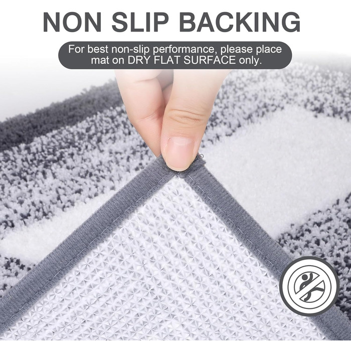 Enyhom Super Soft Microfiber Bath Mat - Non-Slip, Absorbent, Machine Washable, Dark Grey, 60x90cm