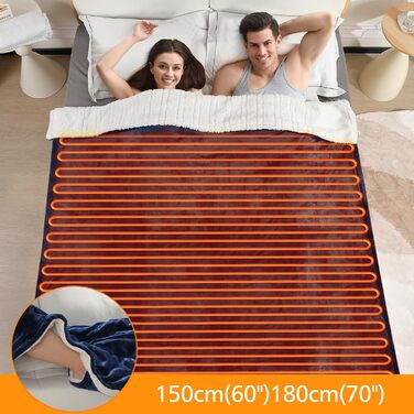 Електрична ковдра OneAmg з таймером та пультом керування, 155x180 см, 6 режимів нагріву, блакитна