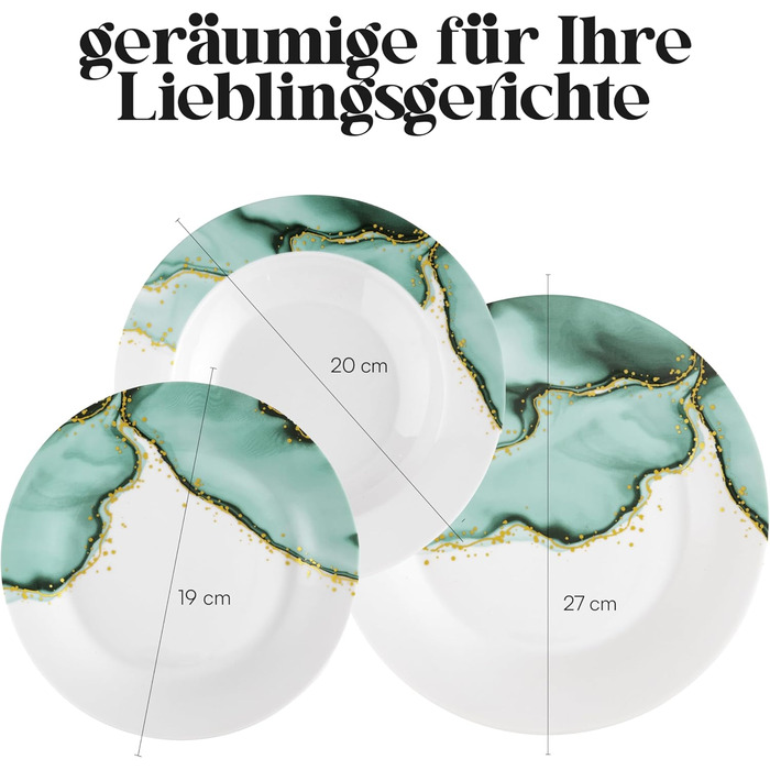 Сервіз Baroni Home на 6 осіб: 18 предметів з порцеляни, стиль мармур