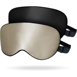 Набір 2 шт. Шовкові маски для сну OLESILK з регулюванням, 100% шовк тутового дерева, для жінок та чоловіків, унісекс, для дому та подорожей (Чорний + Тауп)