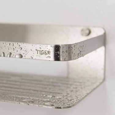 Поличка для душу Tiger Caddy прямокутна маленька, підвісна душова полиця з нержавіючої сталі, колір: хром (матовий)