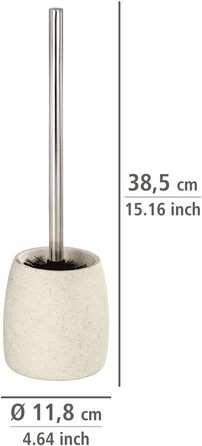 Набір для туалету WENKO Goa: тримач щітки з важкого полірезину (імітація каменю) та щітка з змінним насадком, бежевий, 11,8 x 38,5 см