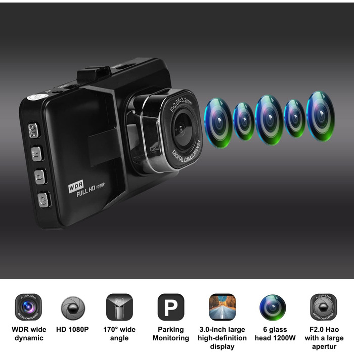 Відеореєстратор Podazz Dashcam Auto – передня та задня камери, 3