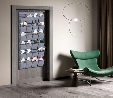 Органайзер для взуття навісний Homfort 24 кишені, 156x56 см, Сірий льон - зручне зберігання взуття за дверима