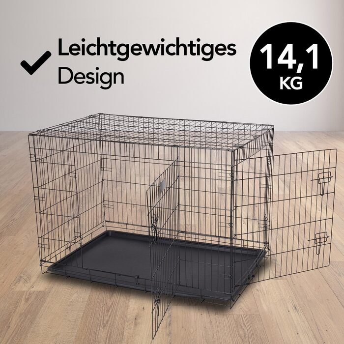 Скам'янка для собак Brixy Hundebank, розмір S, чорна, розкладний, 2 дверцята, 61x43x49 см