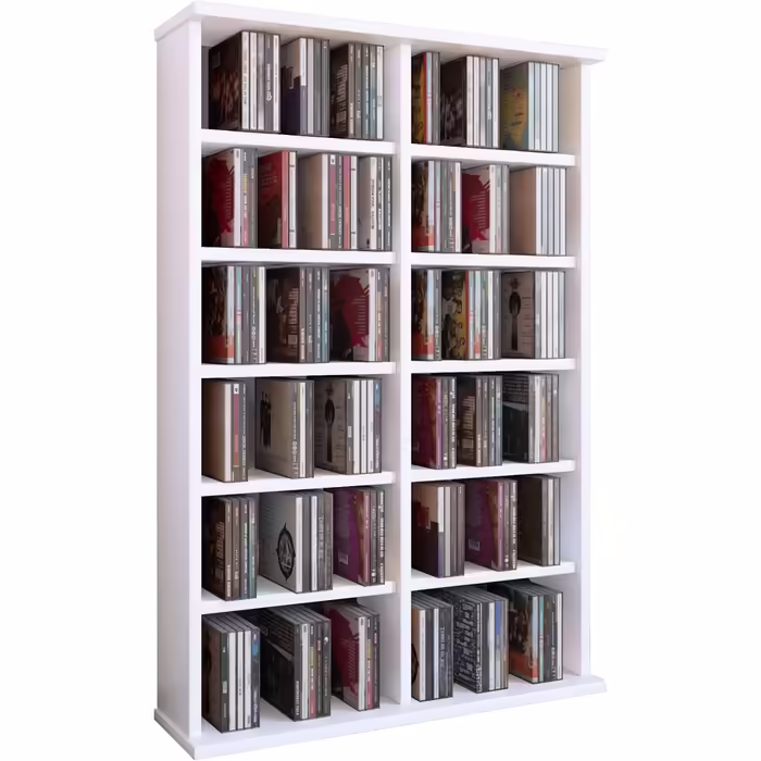 Дерев'яна стійка VCM Ronul для CD/DVD, біла, на 300 CD або 130 DVD, 92x60x18 см, елегантний органайзер для Blu-ray, відео, дисків