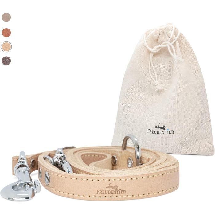 2m Dog Leash made from certified leather - Adjustable training lead - Handmade in EU - Dog Leash for large, medium & small dogs - Leather leash (25mm wide) (16mm width, Sand)
