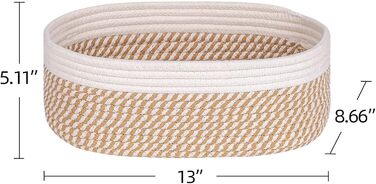 Regal storage baskets for organizing, decorative basket for toy storage and trash cans, small woven rope baskets, 33x21 cm, 3 pack, Green (Cream and Mixed Camel)