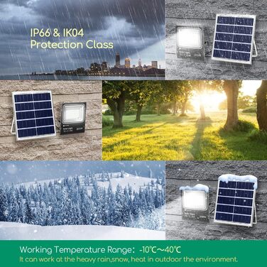 Aigostar Solar Flood Light Outdoor, Super Bright LED Floodlight with Solar Panel, Cool White 6500K, IP66 Protection Rating Solar Floodlight Spotlight Outdoor Floodlight for Garden, Door, Yard, Garage, etc. (200W)