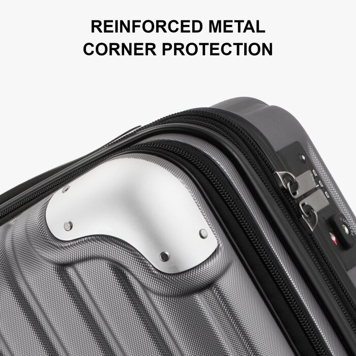 Чемодан-валіза на колесах LEVEL8, жорсткий корпус, ручна поклажа, сірий, 37x25x55.5 см, з TSA замком