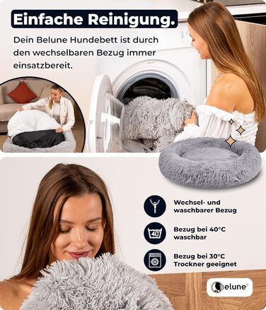 Belune® Лежанка для собак [знімний, washable cover] - Оригінал - [L, 100 см, темно-сірий] Корзина для собак, ліжко для котів, лежанка для собак, м'яка лежанка для собак великих, середніх та маленьких собак L (100 см) Темно-сірий
