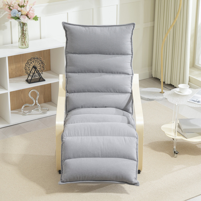 HOMCOM Lounger Chair with Adjustable Footrest, Velvet-Look for Living Room Rocking Chair with Armrests, Recliner, Reading Chair Light Grey | Aosom