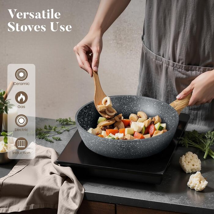 Набір посуду Kitchen Academy індукційний 10 предметів, гранітне антипригарне покриття, товстостінний, без PFOA/PFAS