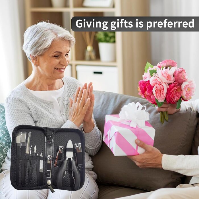 Набір для манікюру та педикюру Fingernagel 11 в 1 для товстих та врослих нігтів: кусачки, пилочки, інструменти для догляду за руками та ногами (чоловічі, жіночі, для літніх людей) з кейсом для подорожей