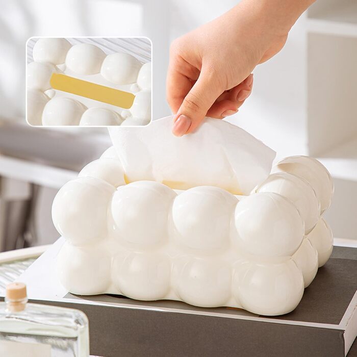 Baoblaze Tissue Box Plastic, Non-Slip Cosmetic Tissue Holder, Tissue Holder, Facial Tissues Storage Rectangular, Tissue Dispenser for Nightstand, Desk, Bathroom, Hotel, White