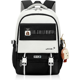 Шкільний рюкзак для дівчинки-підлітка, великий рюкзак для школи 5-12 класів, стильний рюкзак-daypack з нейлону для гімназії, реального училища та університету, зелений (чорний)