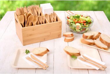 GRÄWE Bamboo Cutlery Holder with 6 Compartments